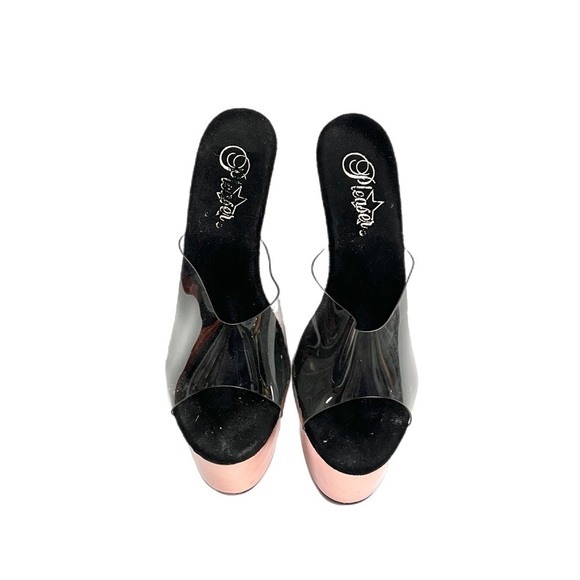 Vintage 1990s rose gold platform clear vinyl extreme stripper heels - Picture 3 of 8